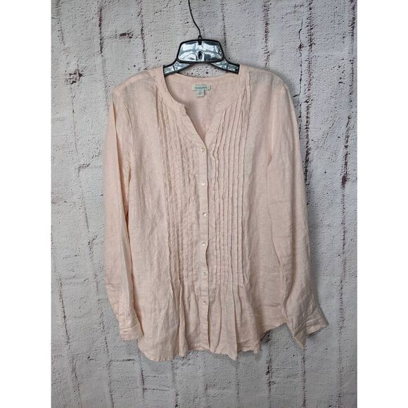Sundance Shirt 100% Linen Size S Small Pintuck Button up Shirt Relaxed Fit Smoot - Picture 1 of 8